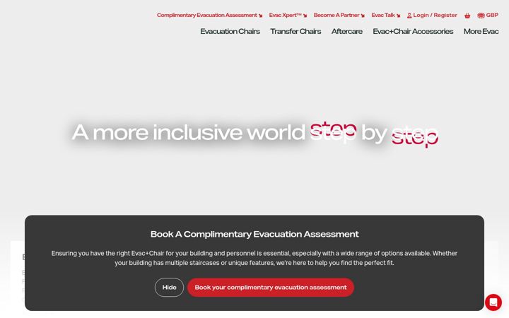 Screenshot of evacchair.co.uk