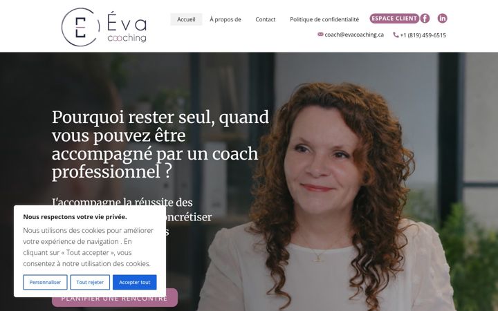 Screenshot of evacoaching.ca