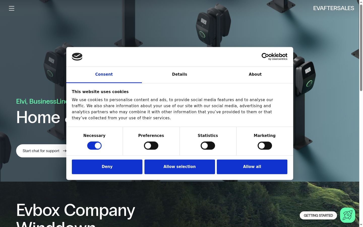 Screenshot del banner di consenso mostrato prima di qualsiasi interazione