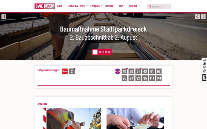 Screenshot of evag-erfurt.de