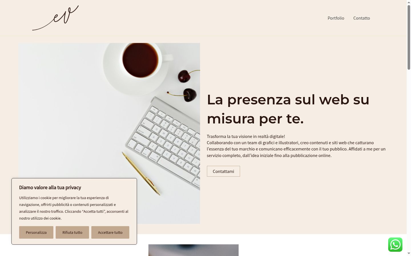 Screenshot del banner di consenso mostrato prima di qualsiasi interazione