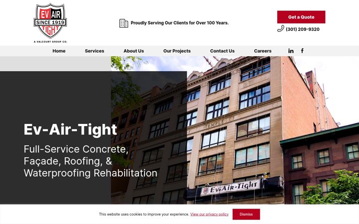 Screenshot of evairtight.com