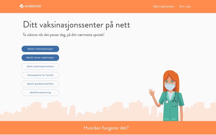 Screenshot of evaksine.no