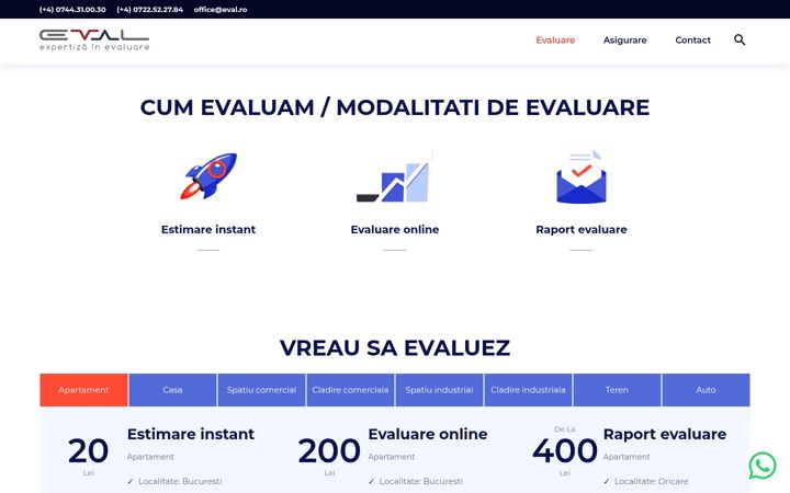 Snímek obrazovky eval.ro