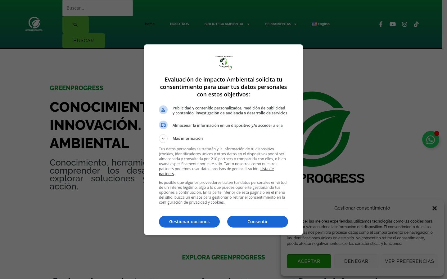 Screenshot of the consent banner shown before any interaction