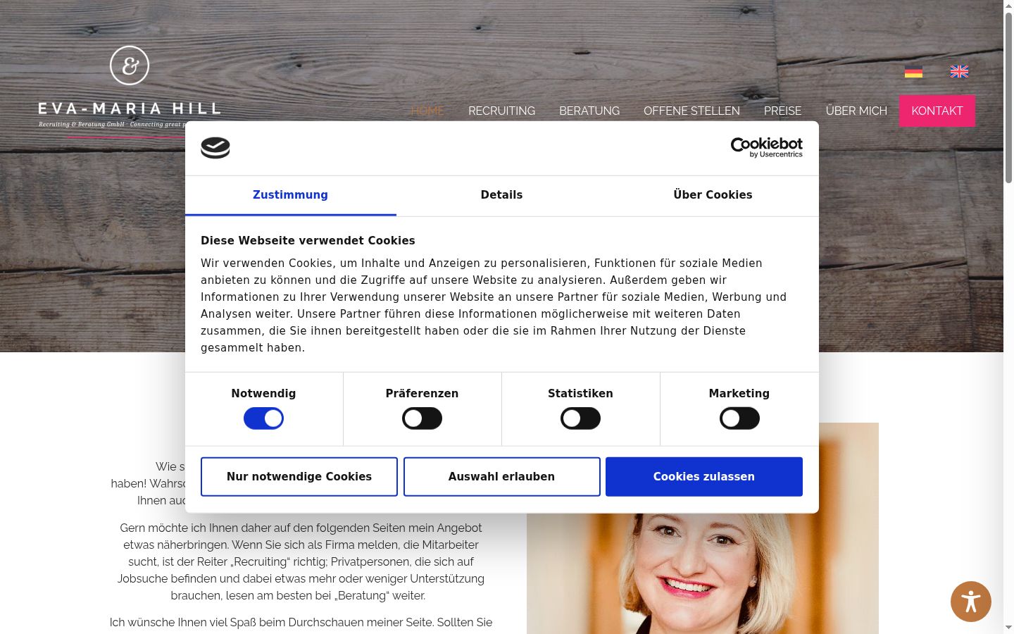 Screenshot van de toestemmingsbanner zoals getoond vóór enige interactie