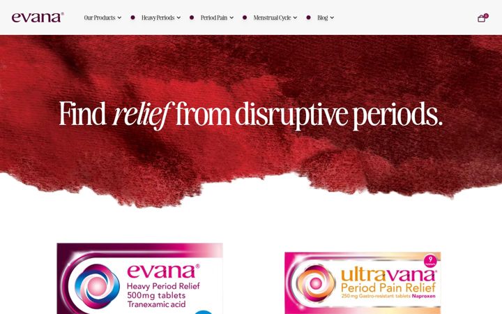 Screenshot of evanaperiods.com