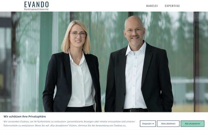 Screenshot of evando-recht.de