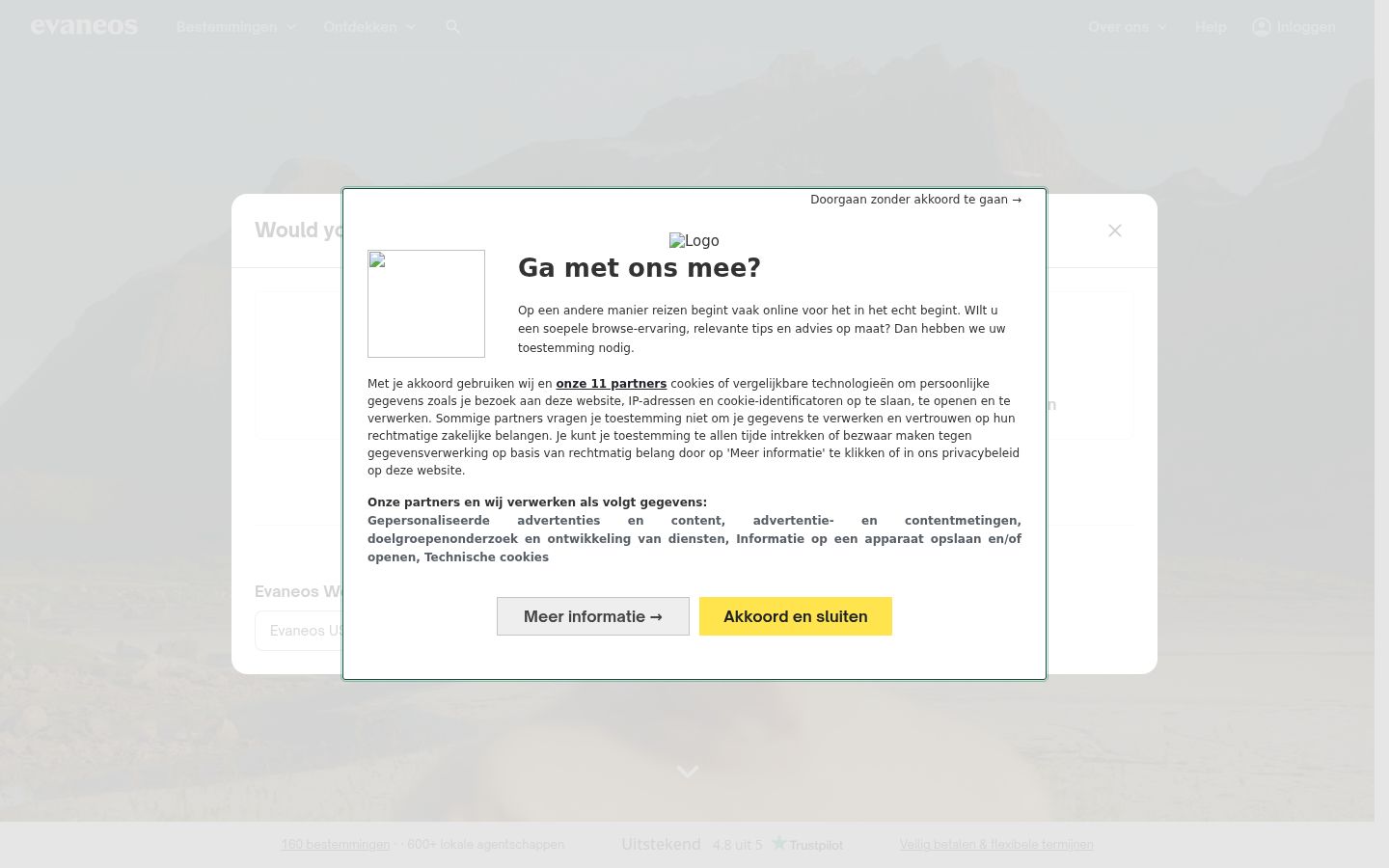 Screenshot tal-banner tal-kunsens muri qabel kwalunkwe interazzjoni
