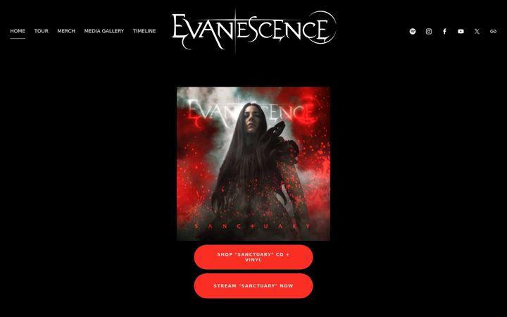 Screenshot di evanescence.com