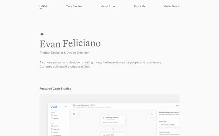 Screenshot of evanfeliciano.com