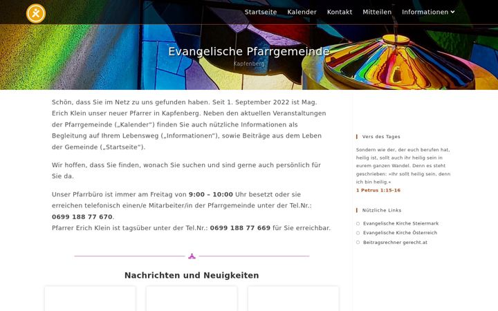 Screenshot of evang-kapfenberg.at