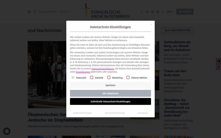 Screenshot of evang.at