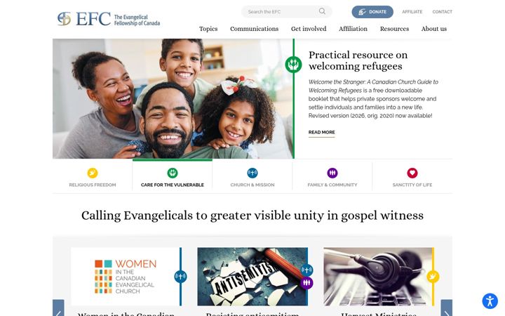 Screenshot of evangelicalfellowship.ca