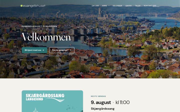 Screenshot of evangeliehuset.no