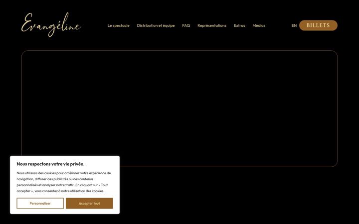 Screenshot of evangelinemusical.ca