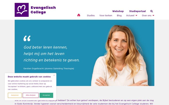 Skærmbillede af evangelisch-college.nl