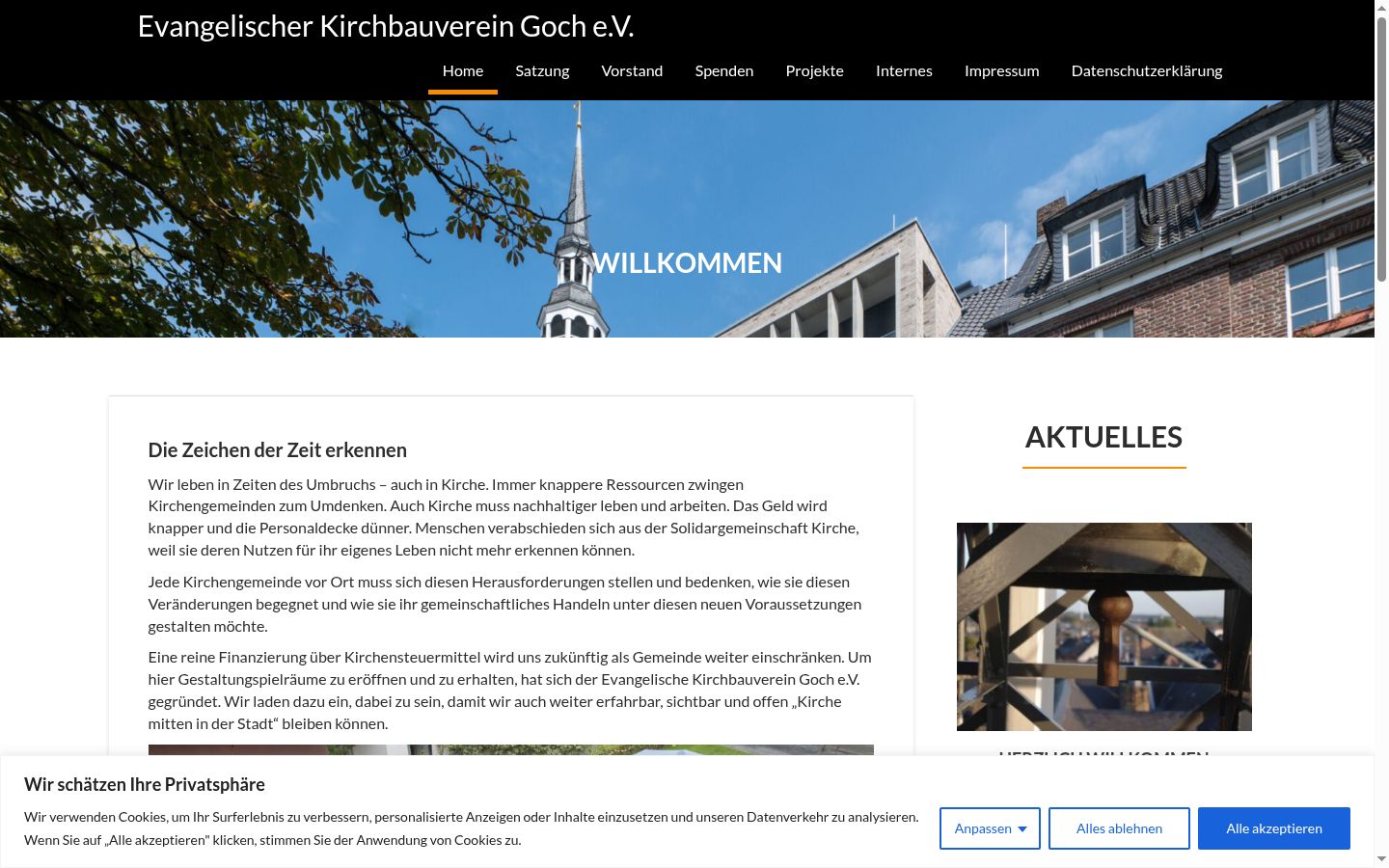Screenshot van de toestemmingsbanner zoals getoond vóór enige interactie