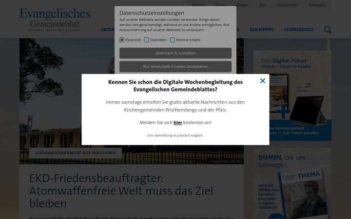 Screenshot of evangelisches-gemeindeblatt.de