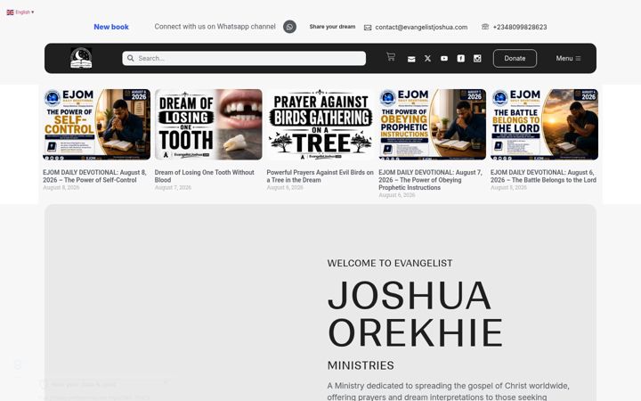 Screenshot of evangelistjoshua.com