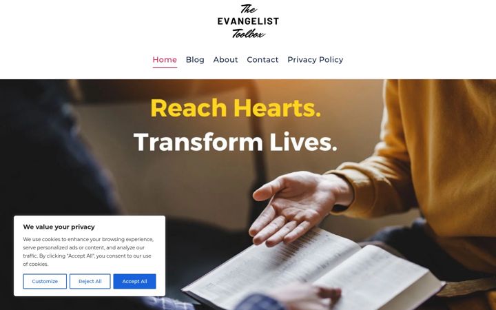 Screenshot of evangelisttoolbox.com