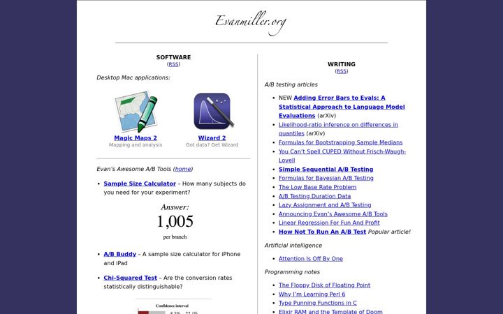 Screenshot of evanmiller.org