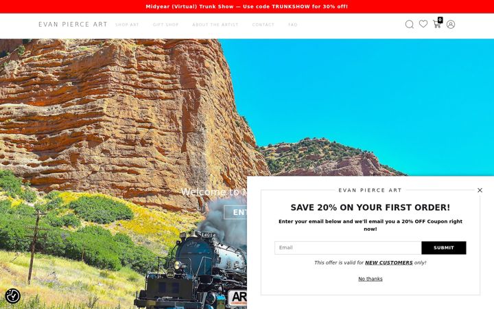 Screenshot of evanpierceart.com