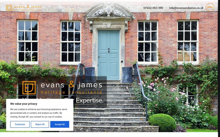 Captura de ecrã de evansandjames.co.uk