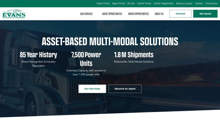 Screenshot of evansdelivery.com