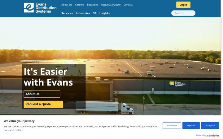 Screenshot of evansdist.com