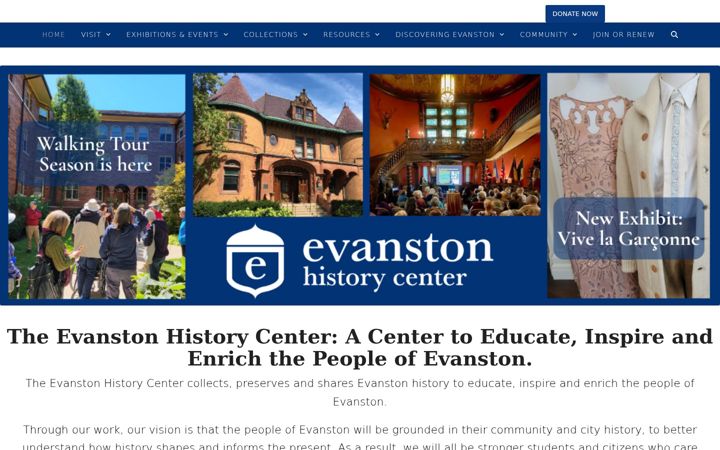 Screenshot of evanstonhistorycenter.org