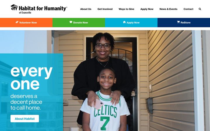 Screenshot von evansvillehabitat.org