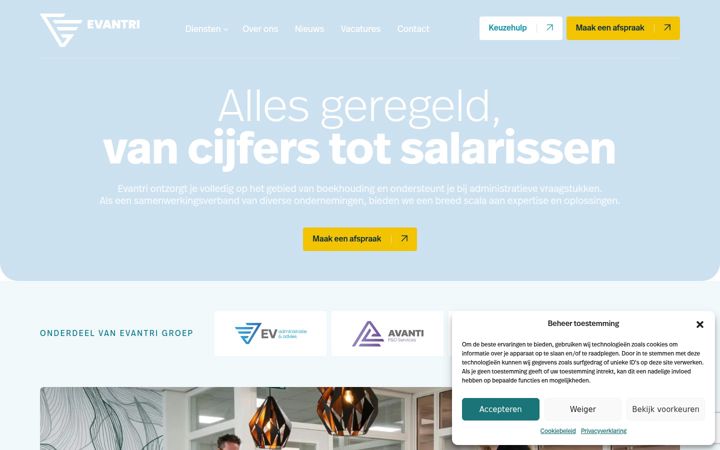 Skærmbillede af evantri.nl