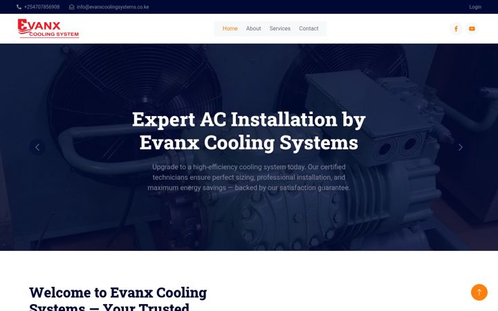 Screenshot of evanxcoolingsystems.co.ke
