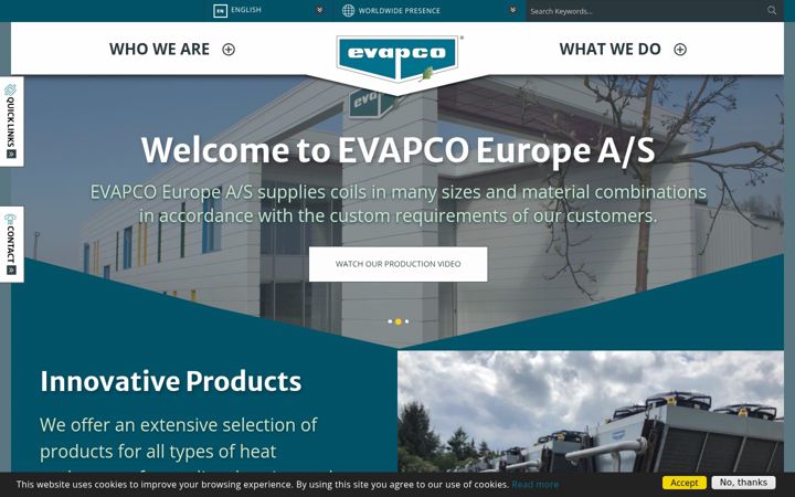 Zrzut ekranu evapco.dk