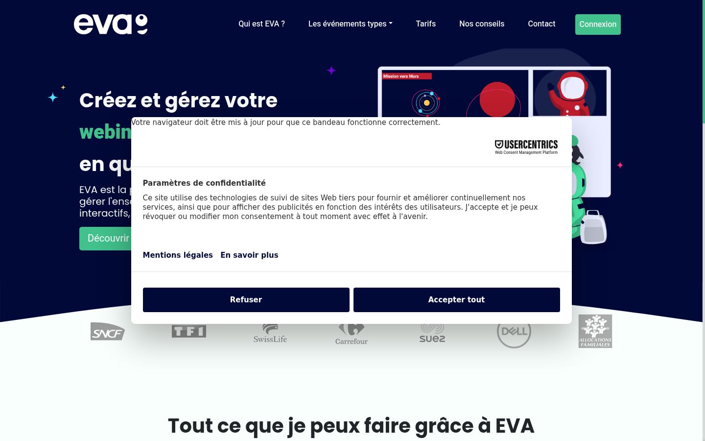 Screenshot of the consent banner shown before any interaction