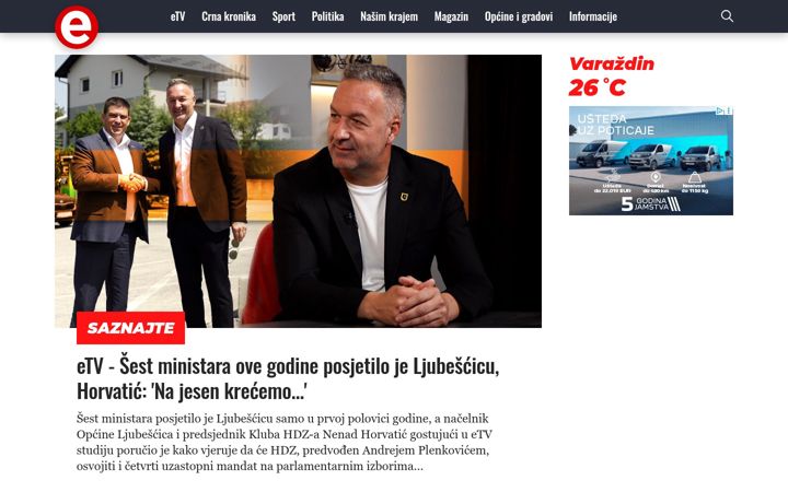 Screenshot of evarazdin.hr