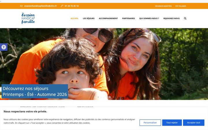 Screenshot of evasion-handicap-famille.fr