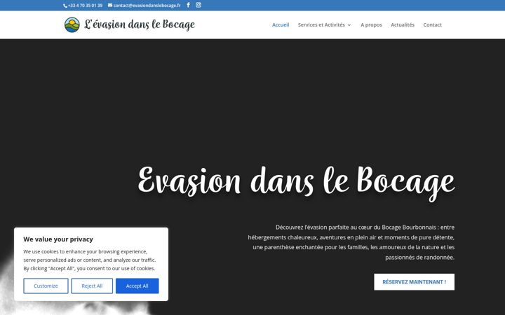 Screenshot di evasiondanslebocage.fr