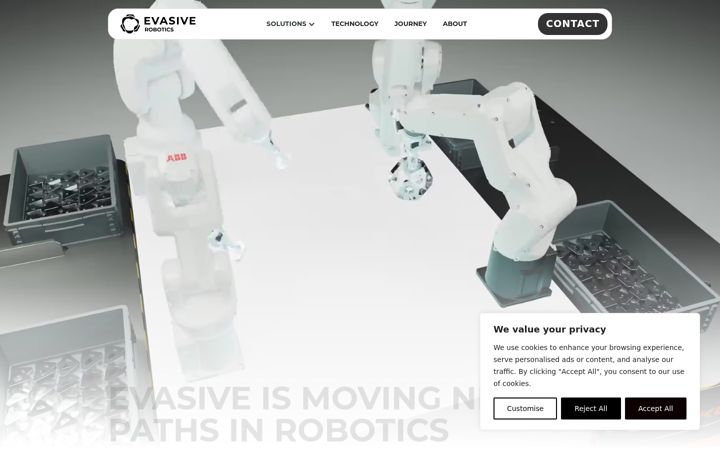 Screenshot of evasive-robotics.com