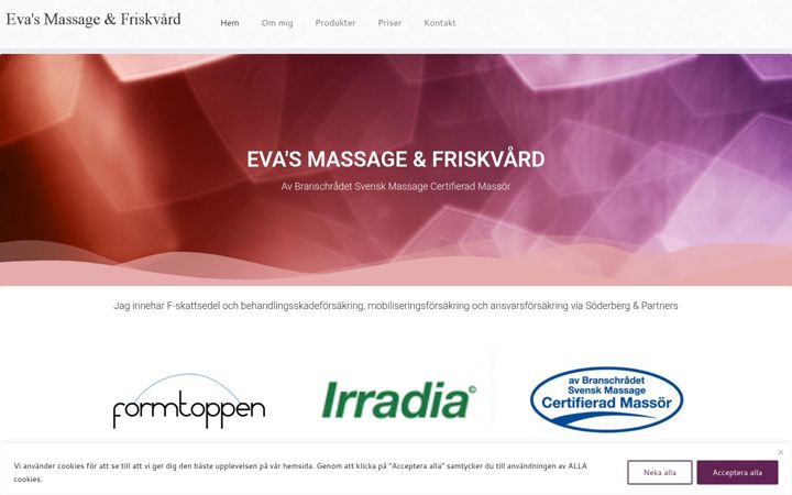 Ekraanipilt saidist evasmassage.se