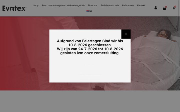 Screenshot van evatex.de