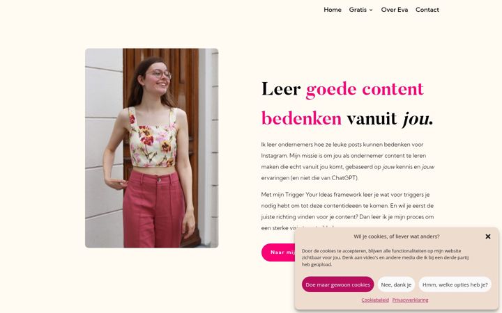 Skærmbillede af evavandenbergh.nl