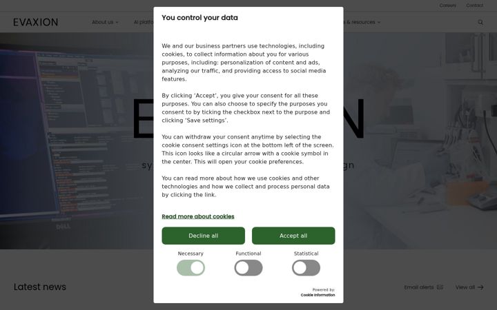 Screenshot of evaxion.ai
