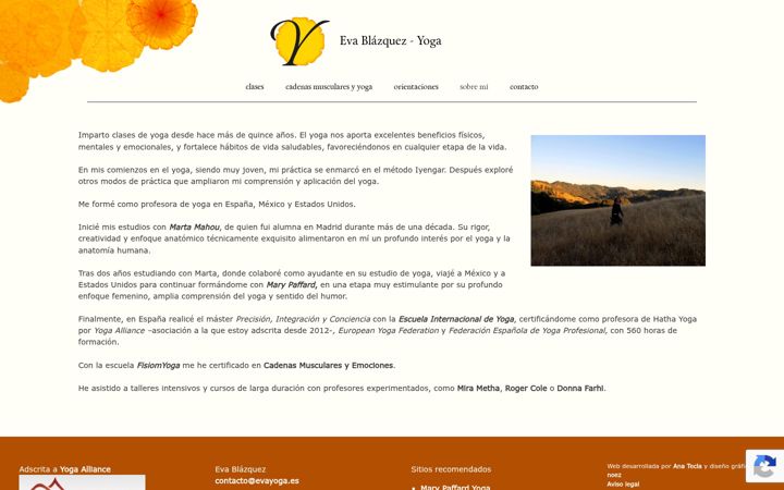 Screenshot of evayoga.es