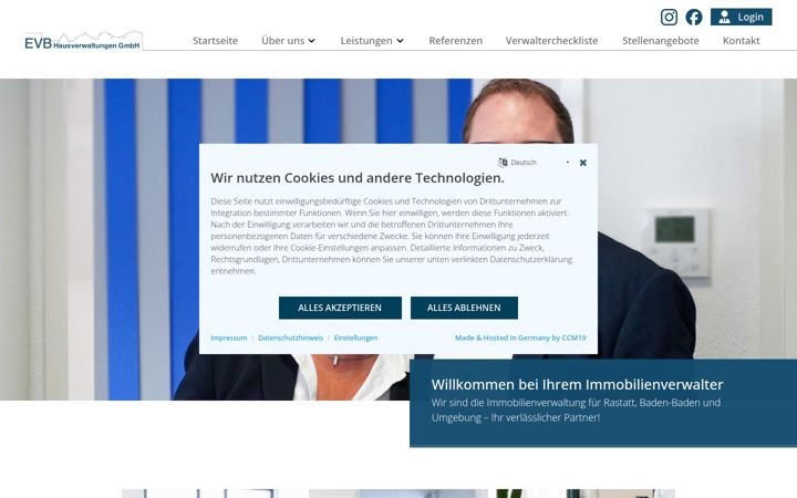 Screenshot of evb-hausverwaltungen.de