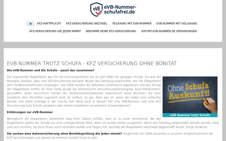 Screenshot of evb-nummer-schufafrei.de