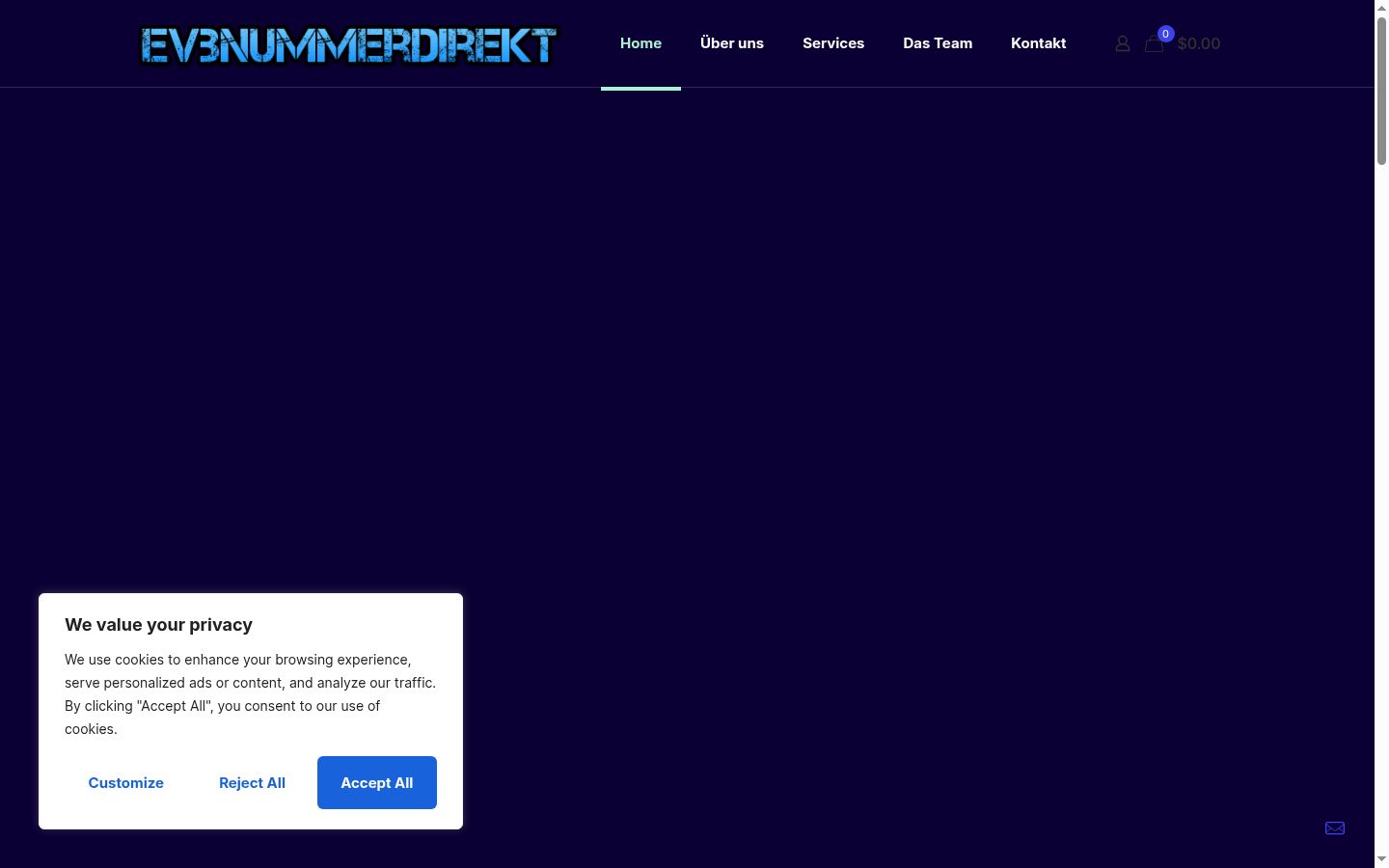 Screenshot des Einwilligungsbanners vor jeglicher Interaktion