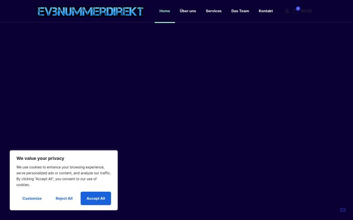 Screenshot of evbnummerdirekt.de