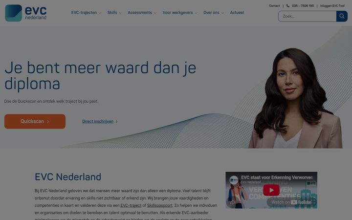Skærmbillede af evc-centrum-nederland.nl